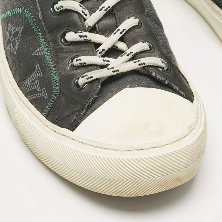Pre Owned Louis Vuitton Black Canvas And Leather LV Forever Tattoo Low Top Sneakers Size 40