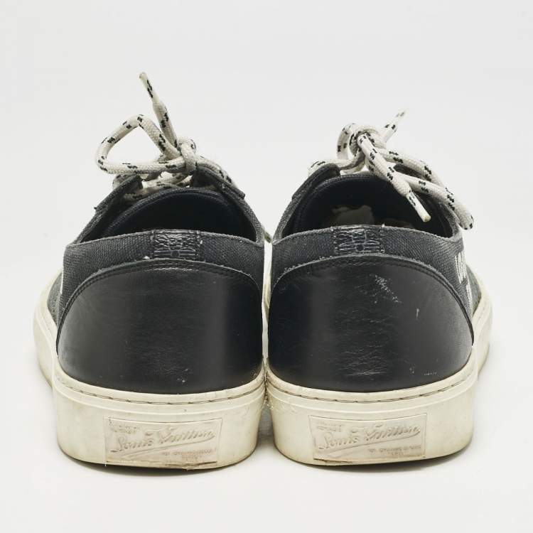 Pre Owned Louis Vuitton Black Canvas And Leather LV Forever Tattoo Low Top Sneakers Size 40