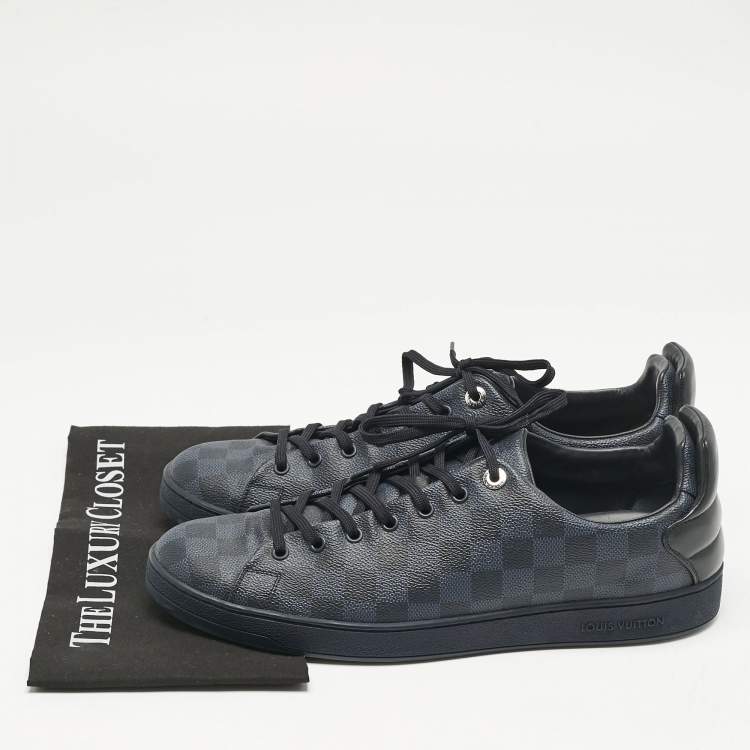 Pre Owned Louis Vuitton Navy Blue Damier Cobalt Canvas Frontrow Low Top Sneakers Size 45