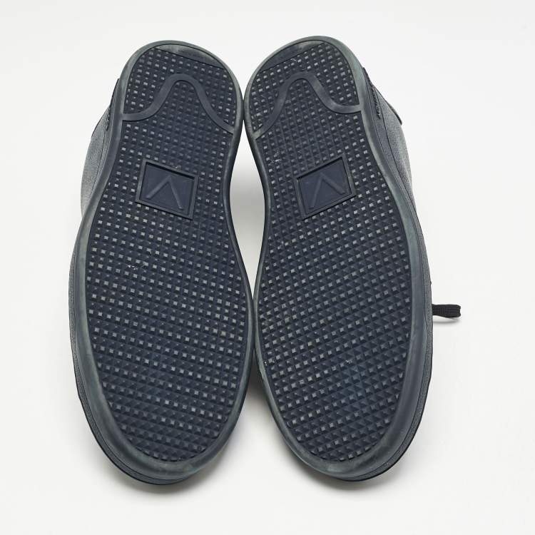 Pre Owned Louis Vuitton Navy Blue Damier Cobalt Canvas Frontrow Low Top Sneakers Size 45