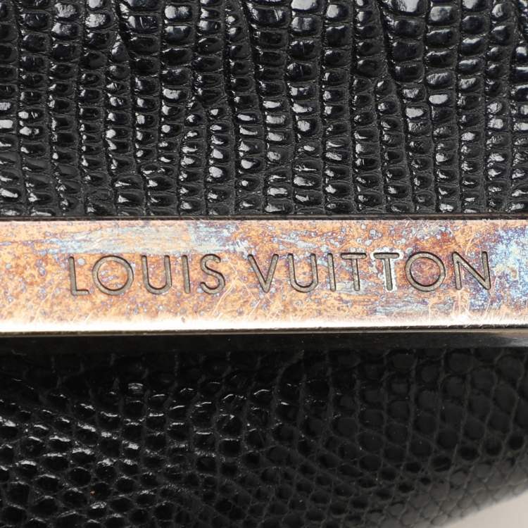 Pre Owned Louis Vuitton Black Lizard Leather Criss Cross Flats Size 43.5