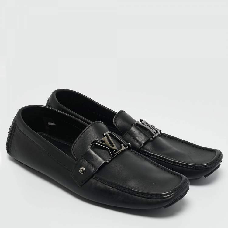 مملوكة مسبقًا Louis Vuitton Black Leather Monte Carlo Loafers Size 42.5