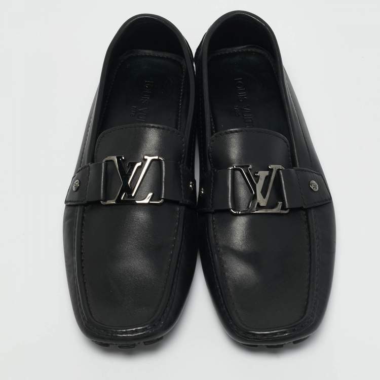 مملوكة مسبقًا Louis Vuitton Black Leather Monte Carlo Loafers Size 42.5