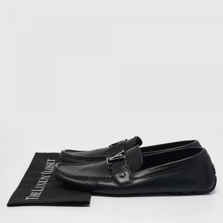 مملوكة مسبقًا Louis Vuitton Black Leather Monte Carlo Loafers Size 42.5