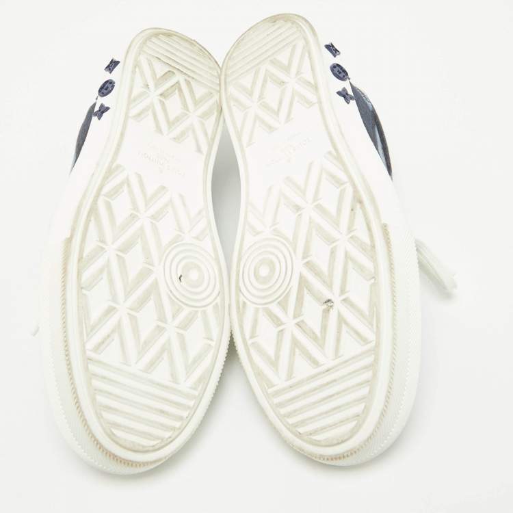 Pre Owned Louis Vuitton Blue Denim and Suede Richelieu LV Ollie Low Top Sneakers Size 40
