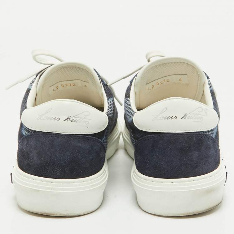 Pre Owned Louis Vuitton Blue Denim and Suede Richelieu LV Ollie Low Top Sneakers Size 40