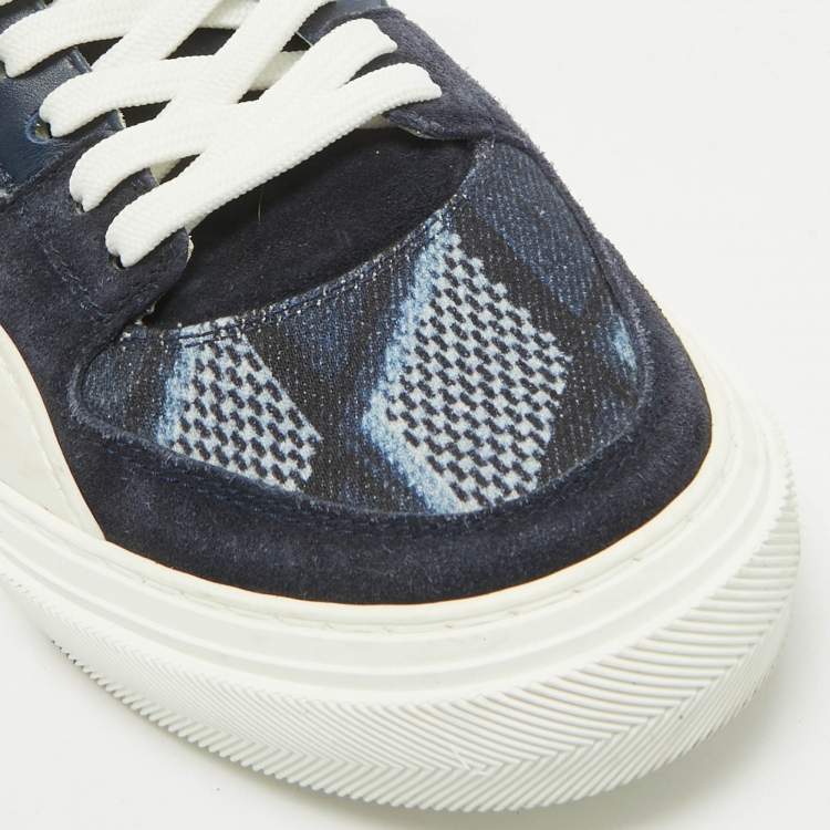 Pre Owned Louis Vuitton Blue Denim and Suede Richelieu LV Ollie Low Top Sneakers Size 40