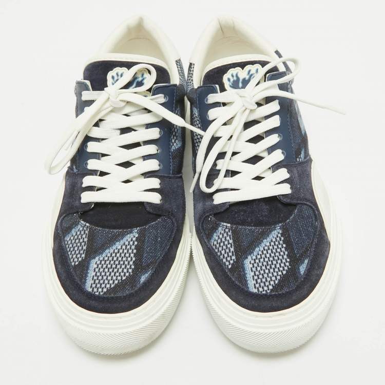 Pre Owned Louis Vuitton Blue Denim and Suede Richelieu LV Ollie Low Top Sneakers Size 40