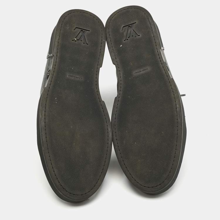 Pre Owned Louis Vuitton Black Monogram Eclipse Canvas and Leather Match Up High Top Sneakers Size 40