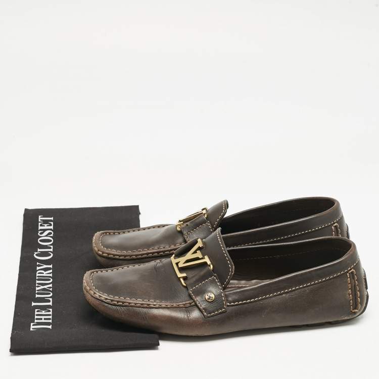 Pre Owned Louis Vuitton Brown Leather Monte Carlo Loafers Size 42