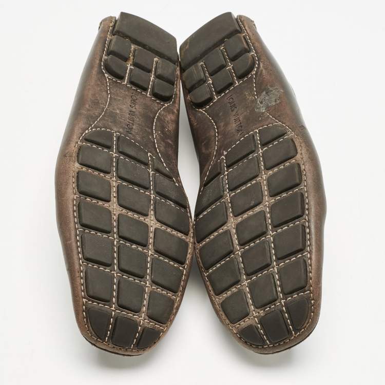 Pre Owned Louis Vuitton Brown Leather Monte Carlo Loafers Size 42