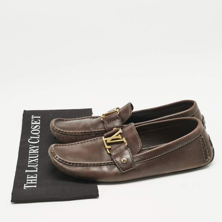 Pre Owned Louis Vuitton Brown Leather Monte Carlo Loafers Size 42.5