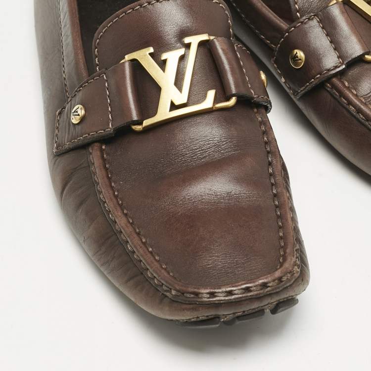 Pre Owned Louis Vuitton Brown Leather Monte Carlo Loafers Size 42.5