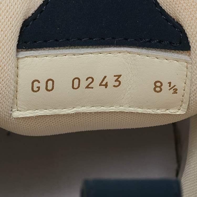 Pre Owned Louis Vuitton Navy Blue Mesh and Leather LV Skate Sneakers Size 42.5