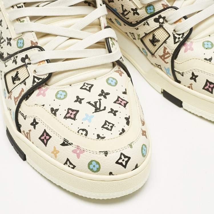 Pre Owned Louis Vuitton x Tyler The Creator Multicolor Monogram Leather LV Trainer Sneakers Size 42.5