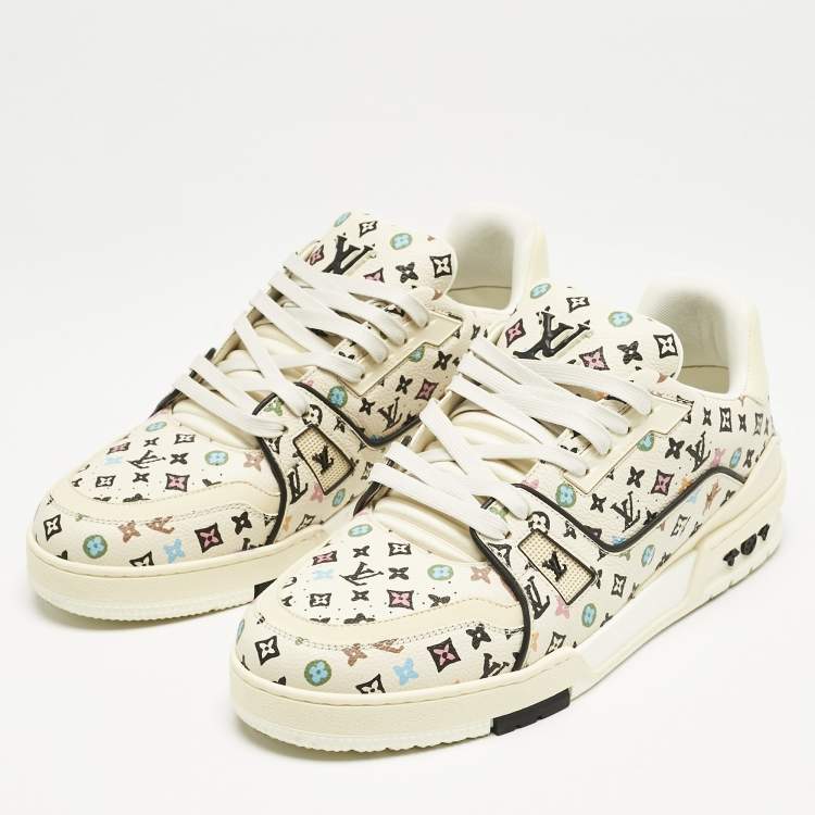 Pre Owned Louis Vuitton x Tyler The Creator Multicolor Monogram Leather LV Trainer Sneakers Size 42.5