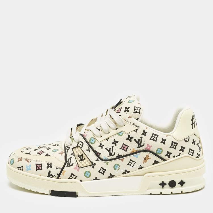 Pre Owned Louis Vuitton x Tyler The Creator Multicolor Monogram Leather LV Trainer Sneakers Size 42.5
