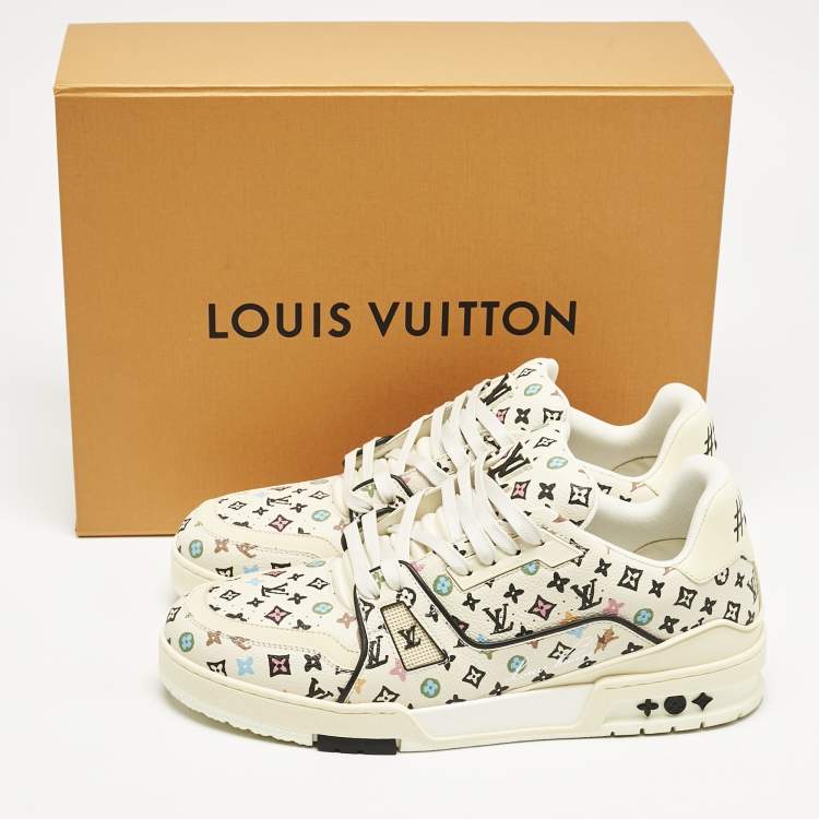 Pre Owned Louis Vuitton x Tyler The Creator Multicolor Monogram Leather LV Trainer Sneakers Size 42.5