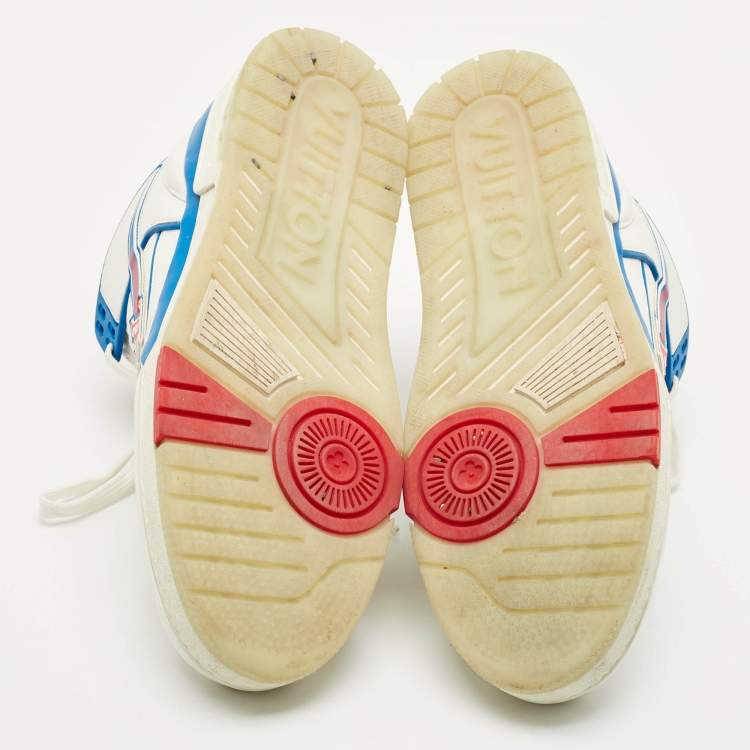 Pre Owned Louis Vuitton White Leather LV Trainer Lace Up Sneakers Size 43