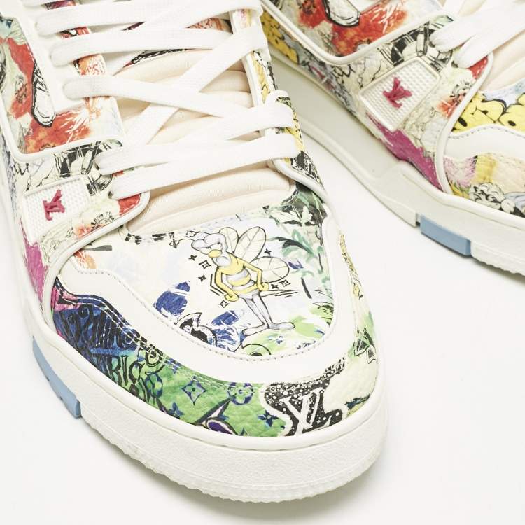 Pre Owned Louis Vuitton Multicolor Comics Motif Leather LV Trainer Sneakers Size 42.5