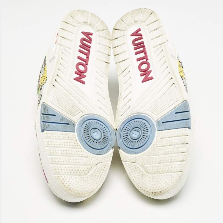 Pre Owned Louis Vuitton Multicolor Comics Motif Leather LV Trainer Sneakers Size 42.5