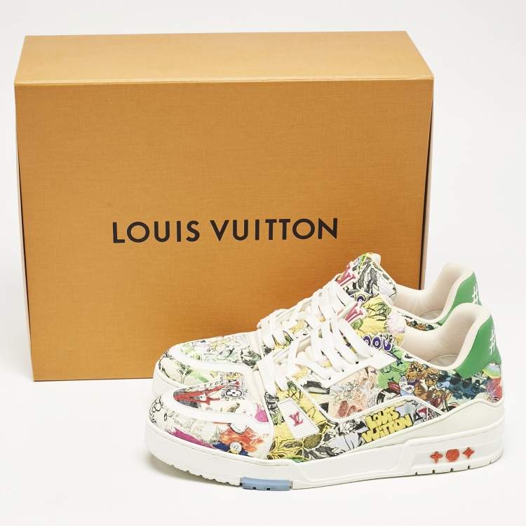 Pre Owned Louis Vuitton Multicolor Comics Motif Leather LV Trainer Sneakers Size 42.5