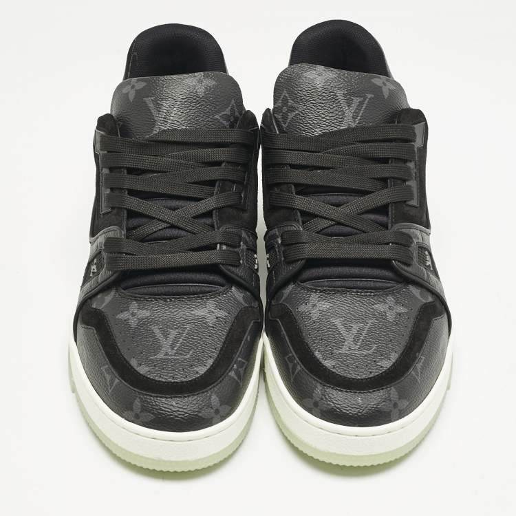 Pre Owned Louis Vuitton Black Canvas and Leather LV Trainer #54 Sneakers Size 42.5