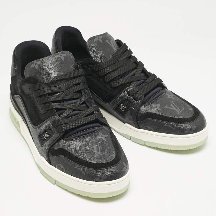 Pre Owned Louis Vuitton Black Canvas and Leather LV Trainer #54 Sneakers Size 42.5