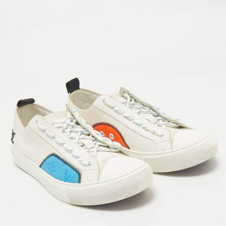 مملوكة مسبقًا Louis Vuitton White Canvas Tattoo Low Top Sneakers Size 42