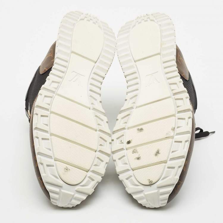 Pre Owned Louis Vuitton Black Monogram Canvas and Leather Run Away Low Top Sneakers Size 43
