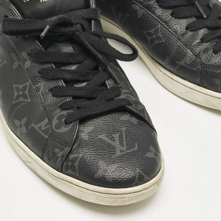 Pre Owned Louis Vuitton Black Monogram Eclipse Frontrow Low Top Sneakers Size 42.5