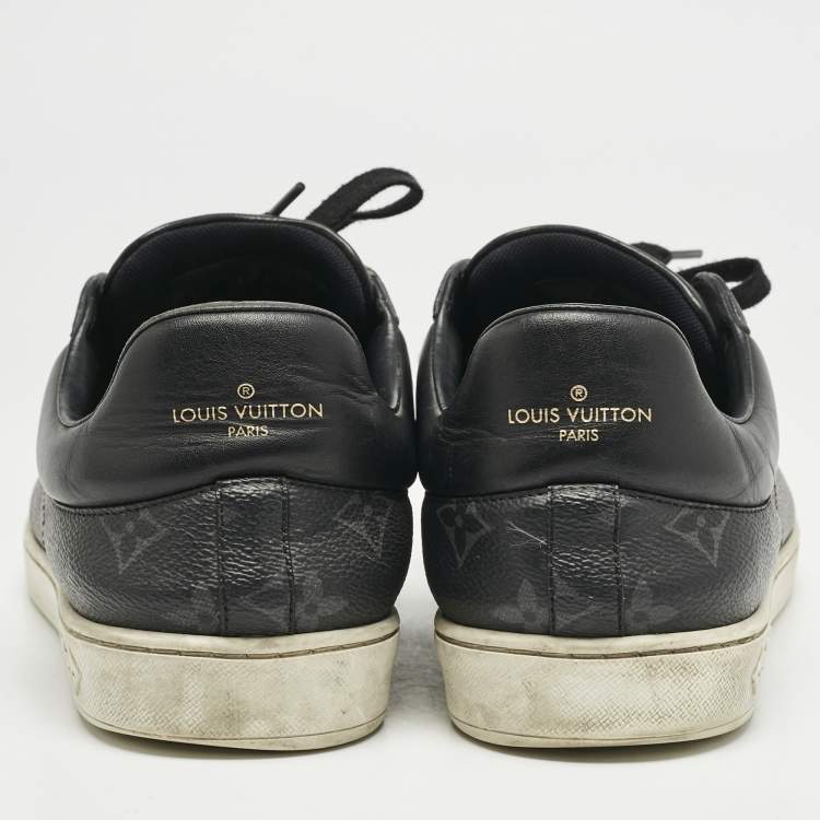 Pre Owned Louis Vuitton Black Monogram Eclipse Frontrow Low Top Sneakers Size 42.5