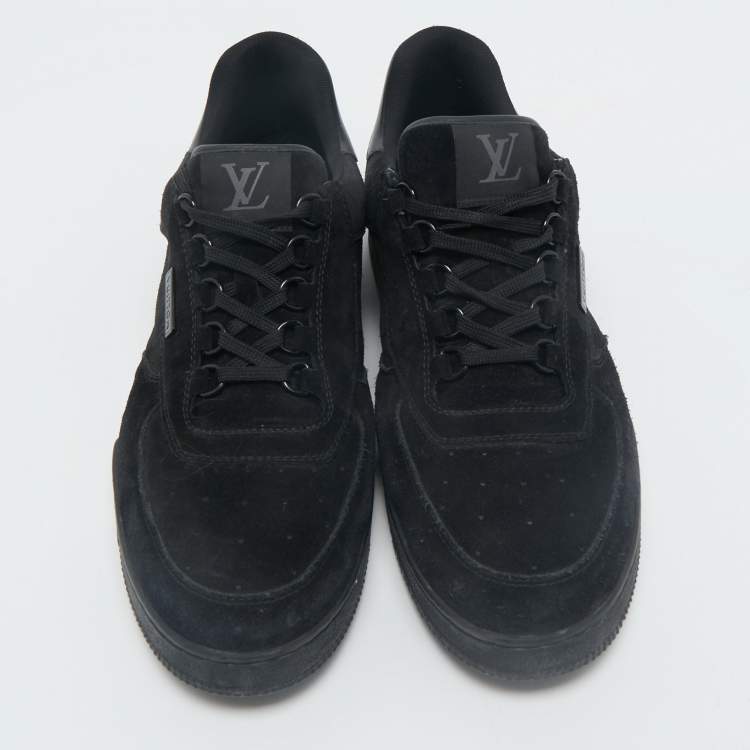 Pre Owned Louis Vuitton Black Suede and Leather LV Trainer Sneakers Size 45.5