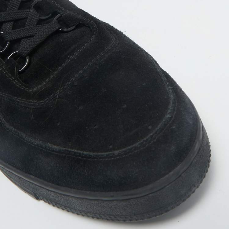 Pre Owned Louis Vuitton Black Suede and Leather LV Trainer Sneakers Size 45.5