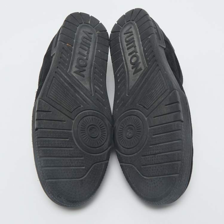 Pre Owned Louis Vuitton Black Suede and Leather LV Trainer Sneakers Size 45.5