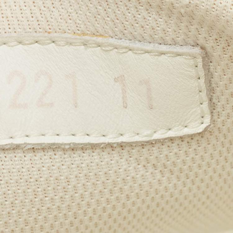 Pre Owned Louis Vuitton White Leather and Iridescent Monogram PVC Luxembourg Sneakers Size 45
