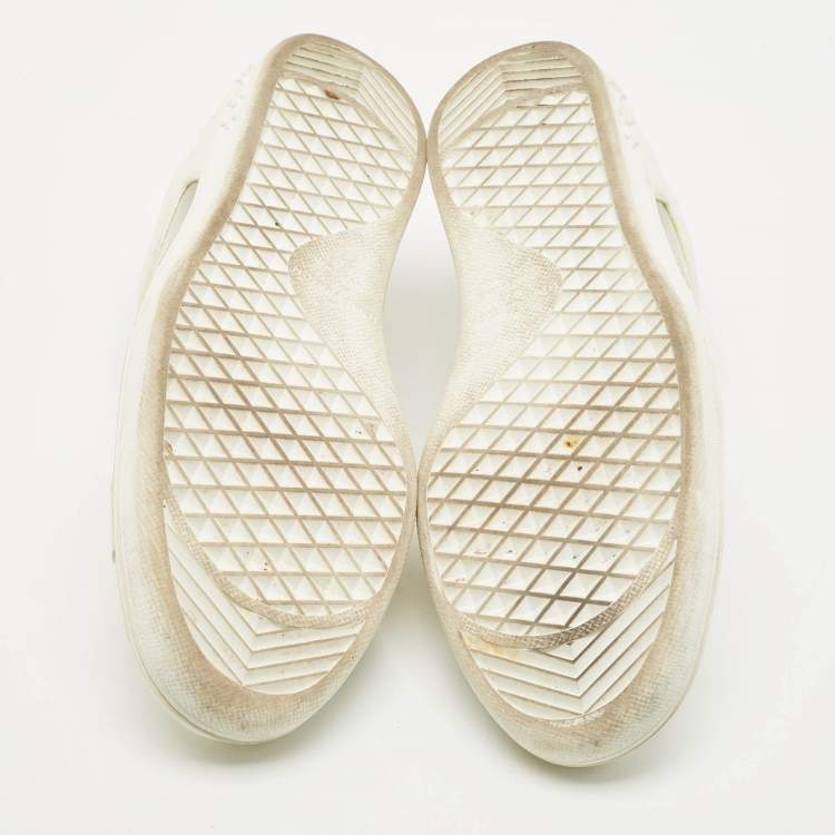 Pre Owned Louis Vuitton White Leather and Iridescent Monogram PVC Luxembourg Sneakers Size 45