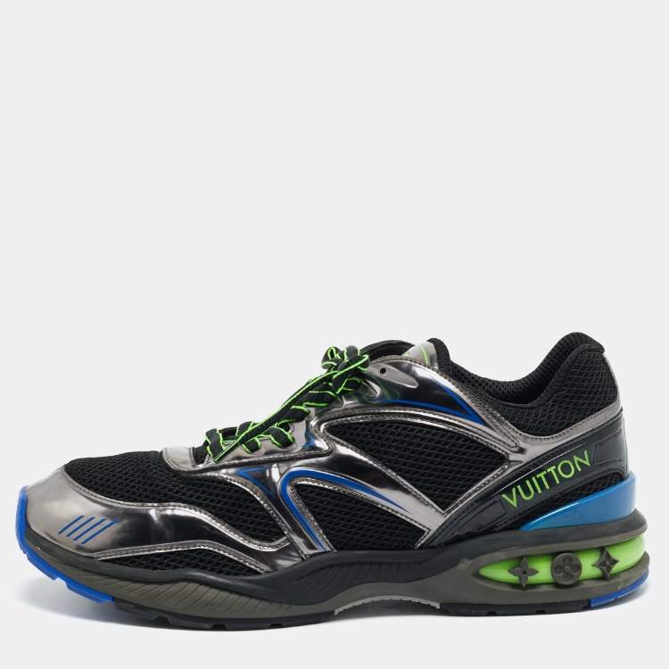 مملوكة مسبقًا Louis Vuitton Black/Grey Mesh and Patent Leather LV Trail Sneakers Size 46
