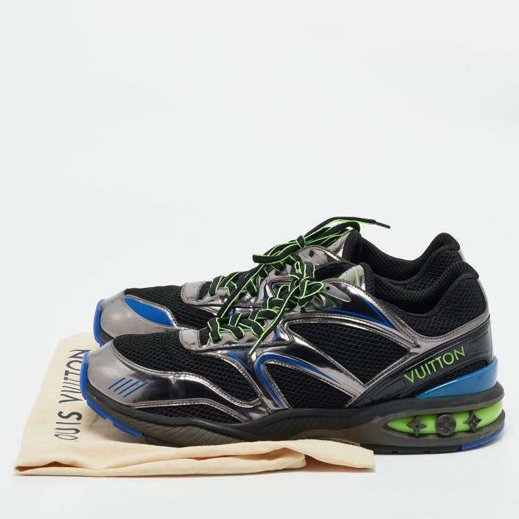 مملوكة مسبقًا Louis Vuitton Black/Grey Mesh and Patent Leather LV Trail Sneakers Size 46