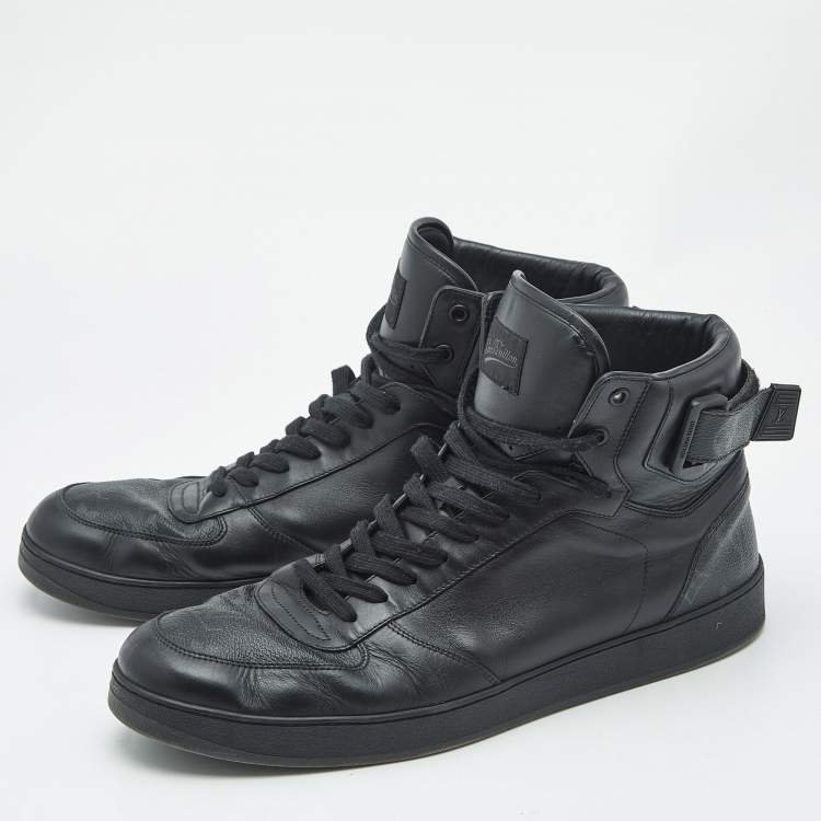 Pre Owned Louis Vuitton Black/Grey Graphite Canvas Rivoli High Top Sneakers Size 44.5