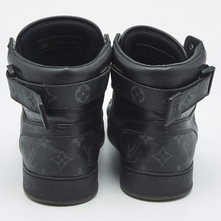 Pre Owned Louis Vuitton Black/Grey Graphite Canvas Rivoli High Top Sneakers Size 44.5