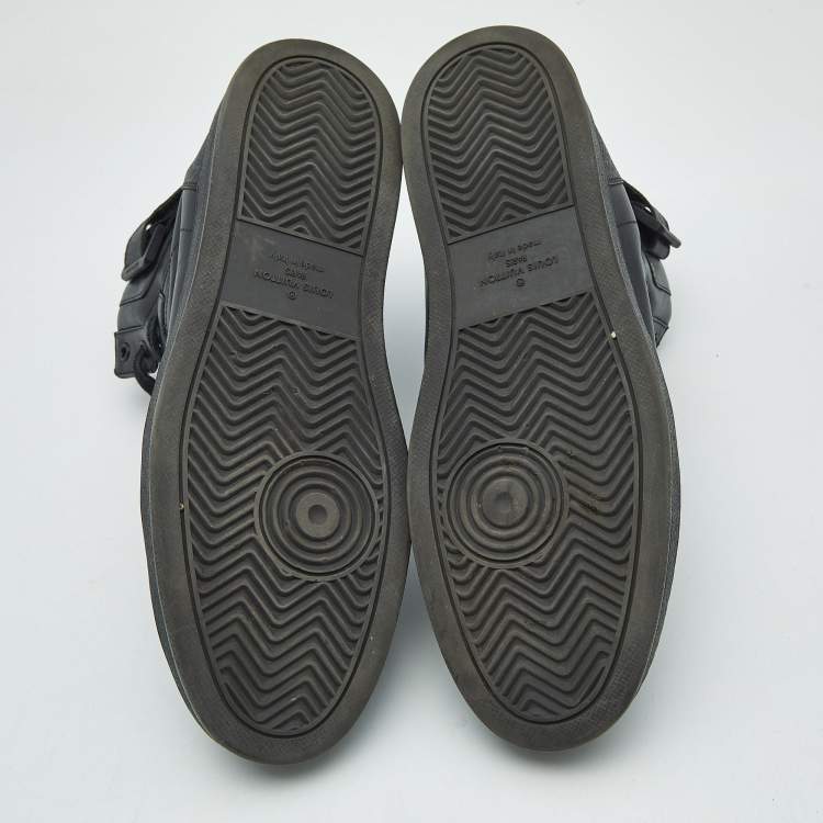 Pre Owned Louis Vuitton Black/Grey Graphite Canvas Rivoli High Top Sneakers Size 44.5