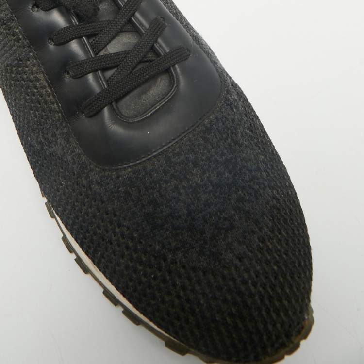 Pre Owned Louis Vuitton Black Damier Knit Fabric And Leather Run Away Low Top Sneakers Size 44