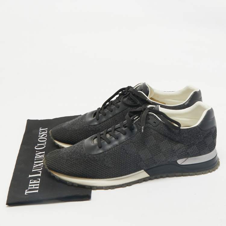 Pre Owned Louis Vuitton Black Damier Knit Fabric And Leather Run Away Low Top Sneakers Size 44