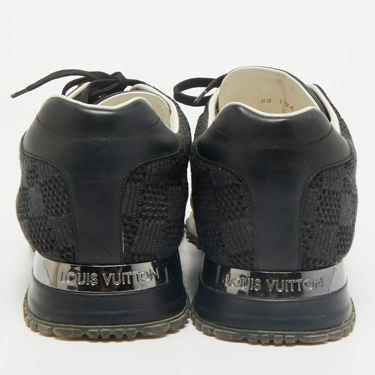 Pre Owned Louis Vuitton Black Damier Knit Fabric And Leather Run Away Low Top Sneakers Size 44