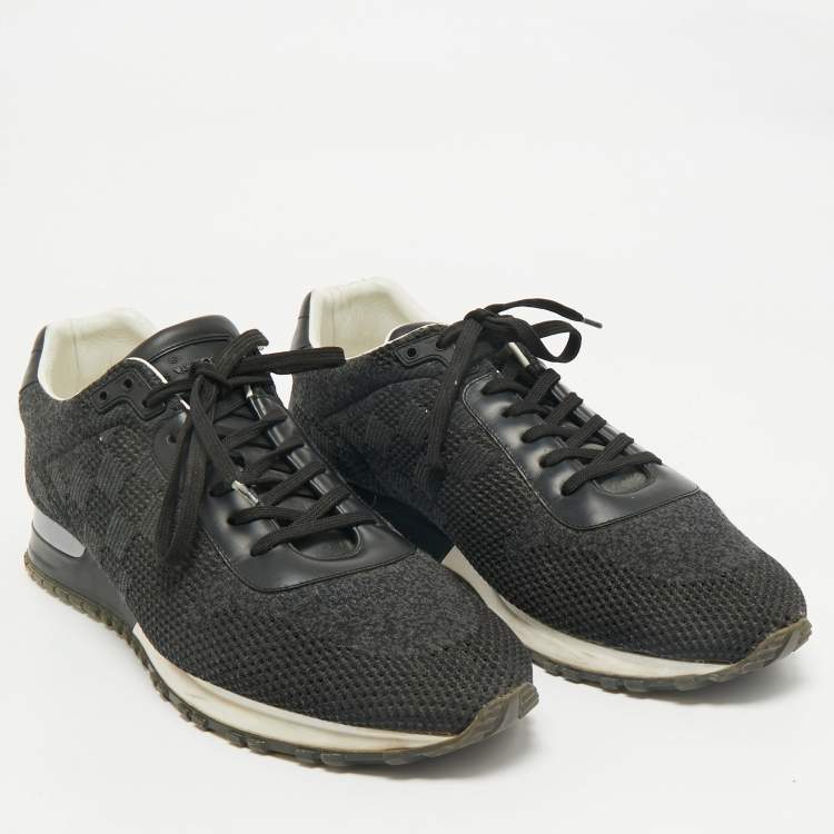 Pre Owned Louis Vuitton Black Damier Knit Fabric And Leather Run Away Low Top Sneakers Size 44