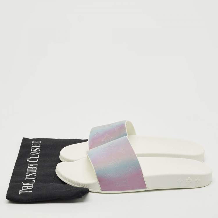 Pre Owned  Louis Vuitton Iridescent Prism Monogram PVC Waterfront Slides Size 41