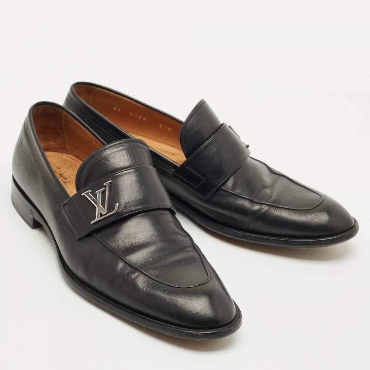 Pre Owned Louis Vuitton Black Leather Saint German Slip On Loafers Size 40.5