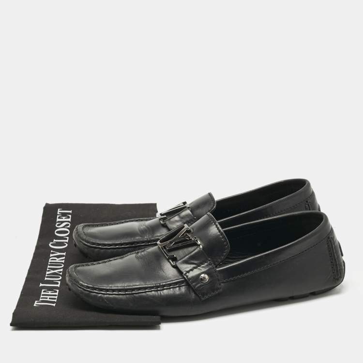 Pre Owned Louis Vuitton Black Leather Monte Carlo Loafers Size 41.5