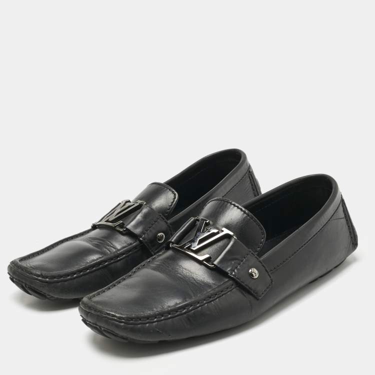 Pre Owned Louis Vuitton Black Leather Monte Carlo Loafers Size 41.5